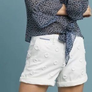 Anthropologie White Textured Women Shorts